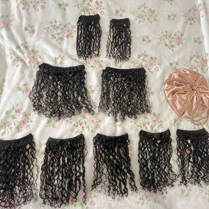 100% Remy Black Curly Hair Extensions Set